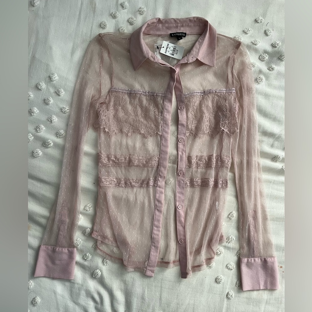 Vintage express lace button up